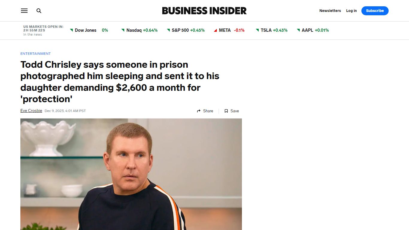 Todd Chrisley says someone in prison photographed him sleeping and sent ...